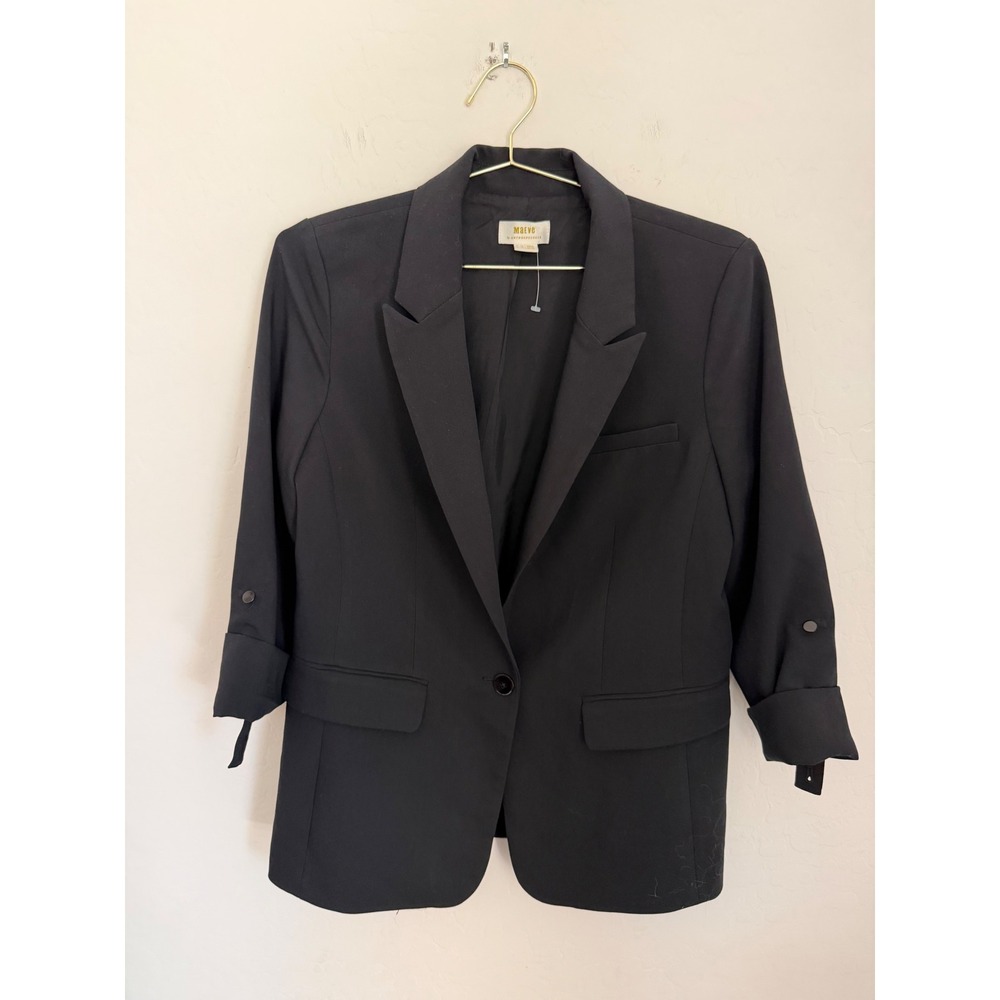 Maeve by Anthropologie Single Button Roll Tab Sleeve Blazer Size 10 Preppy Work